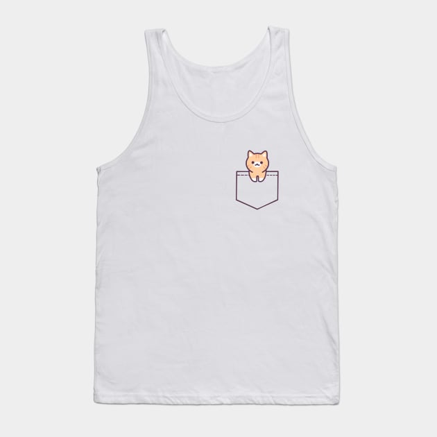 Cute Cat in Fake Pocket - Orange Tank Top by Chromatic Shadows